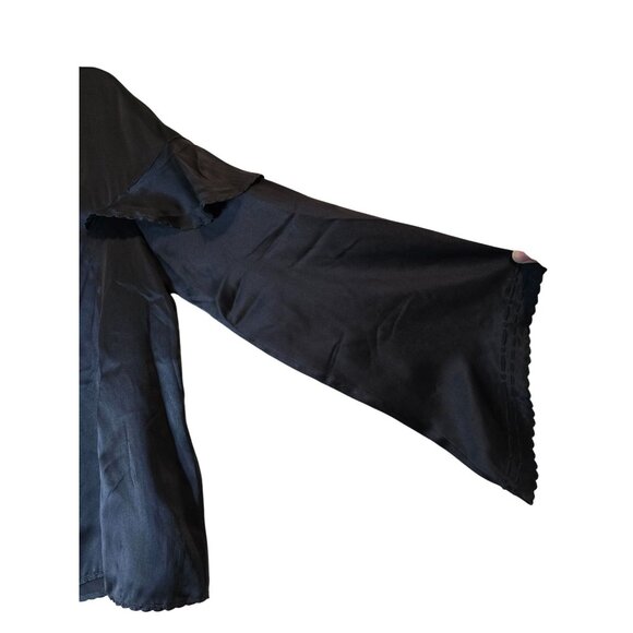 Odd Molly Womens Black Silk Blouse With Ruffled Sleeves Small Goth Whimsygoth - Picture 4 of 7